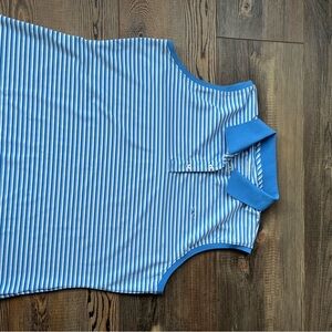 Vineyard Vines Blue and White Striped Sleeveless Polo